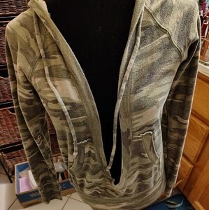 Camouflage Vintage Y2K Self Esteem Deep V Hoodie/ SZ L/90 S,/ See Info
